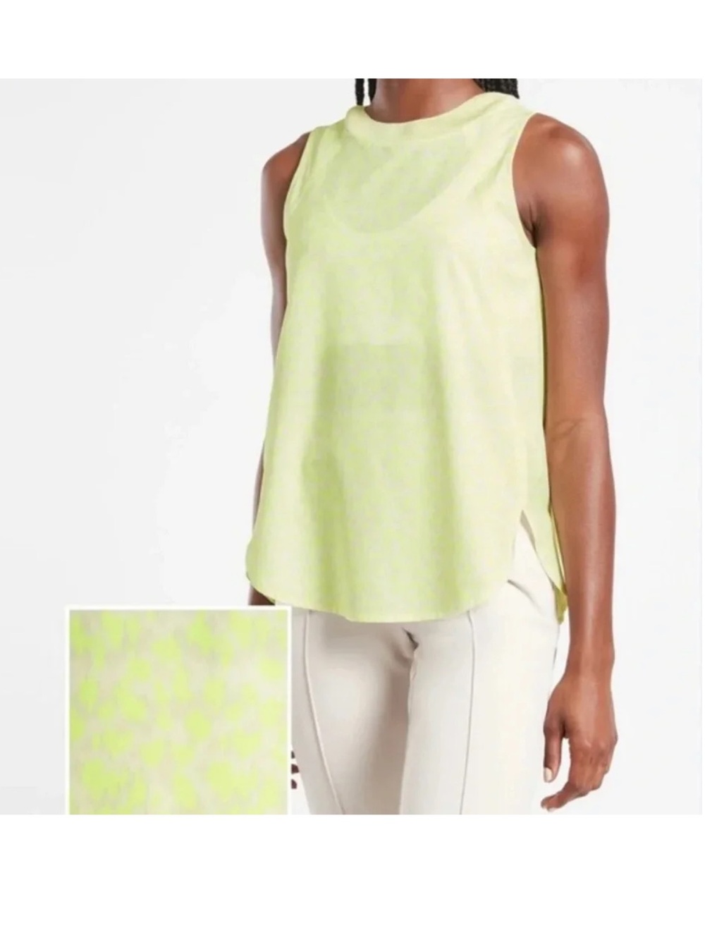 Athleta Lime Green Sleeveless Shell Top‎ Leopard Plus Size